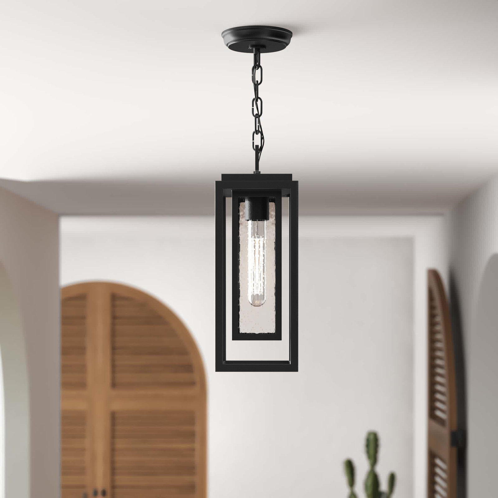 Natalina Outdoor Hanging Lantern, Black