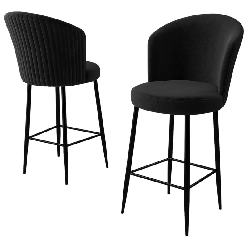 Pease Upholstered Faux Leather Bar Stool, Black, 6, Black