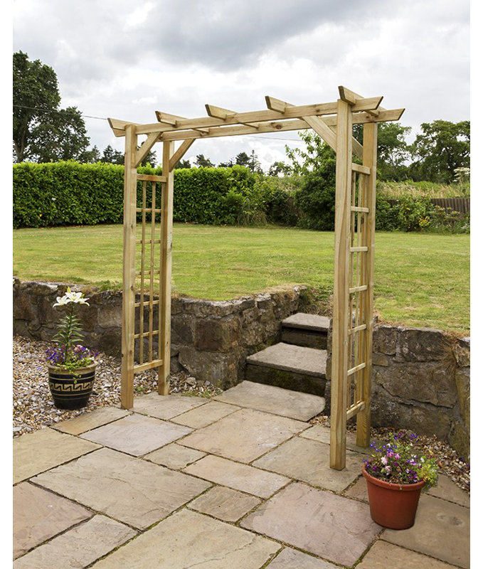 Hinsdale 210cm W x 72cm D Solid Wood Arbour in Natural