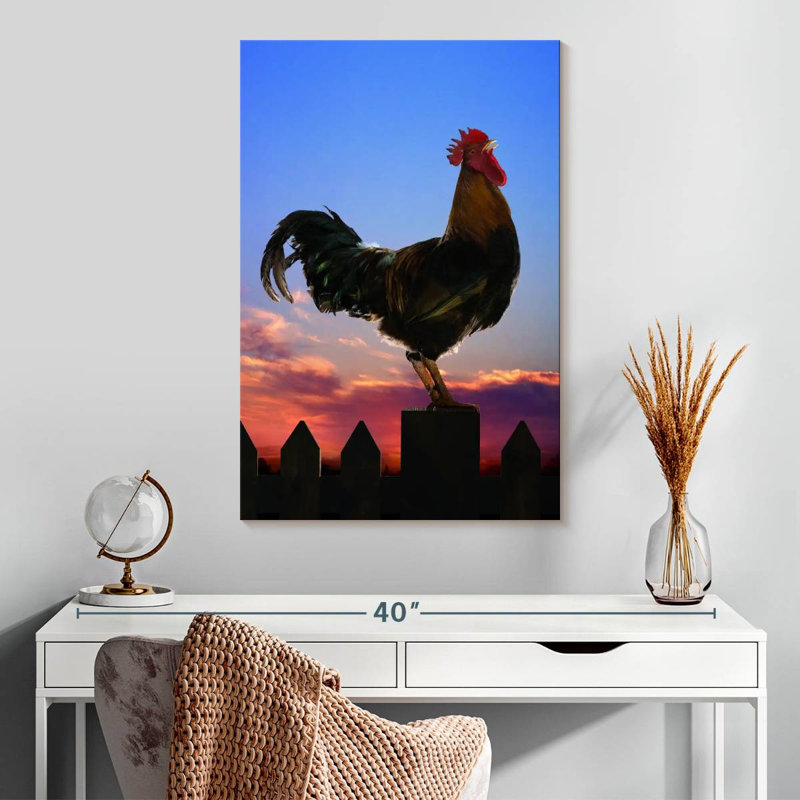 Rooster On Fence, 30" H x 20" W