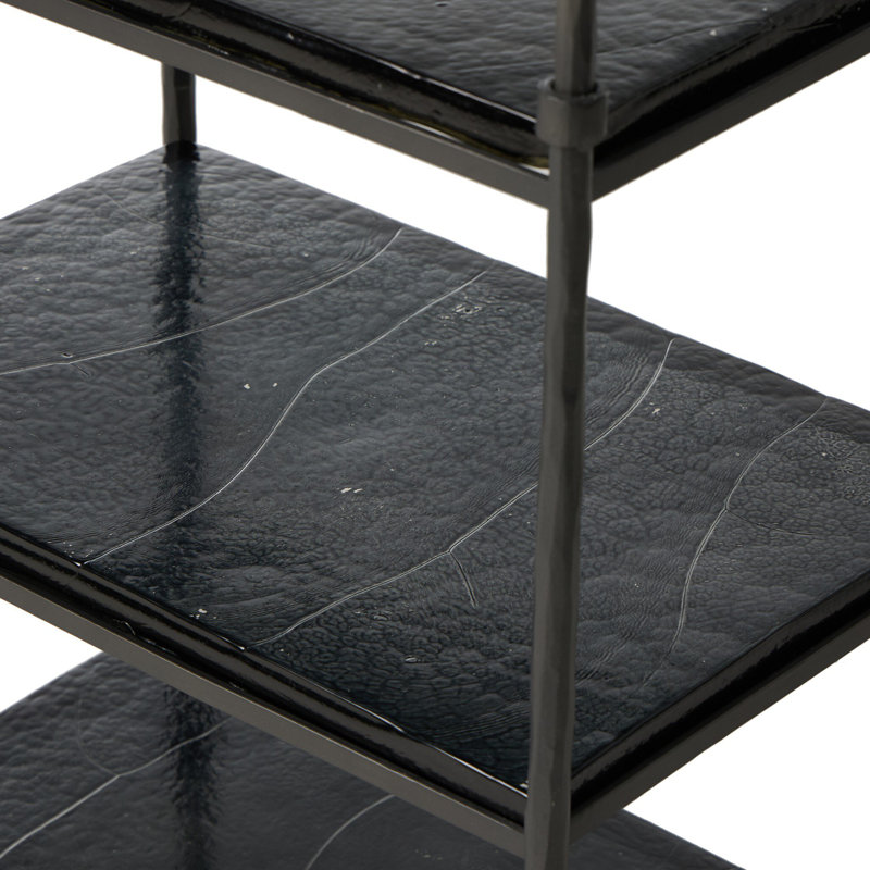 Teagan Bar Cart-Smoked Black Cast Glass