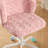Pink Office Chair, Artificial Rabbit Hair Home Office Chair, With Metal Base, Adjustable Desk Chair Swivel Office Chair, Vanity Chair-1266836195