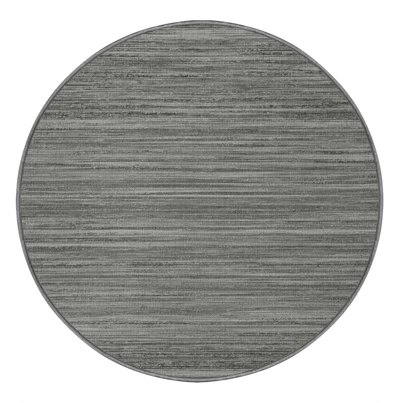 Machine Washable Solid Grey Area Rug, Rond 8 pi