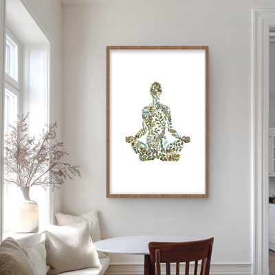 «Zen Attitude - Green Floral Botanical», reproduction encadrée pour la maison