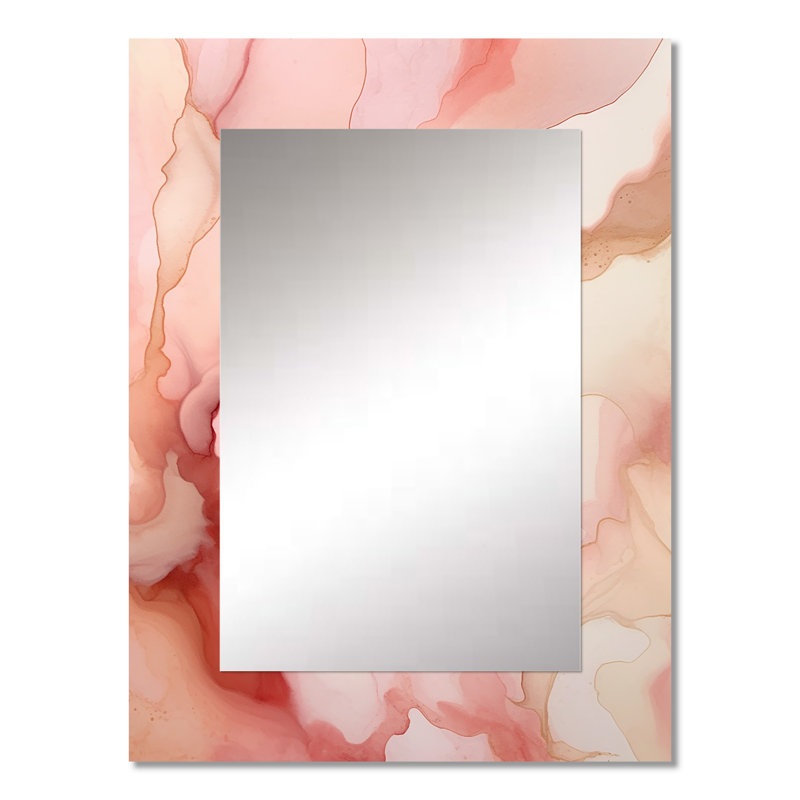 Enchanted Spills IV : rose et or - Miroir mural dÃ©coratif rose, 32 po x 24 po