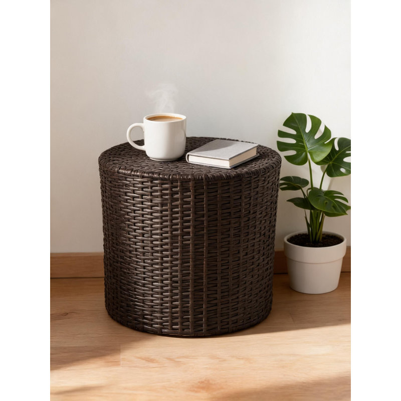 Kingstown RD Barrel Wicker Outdoor Side Table, Pre-Assembled Accent Table