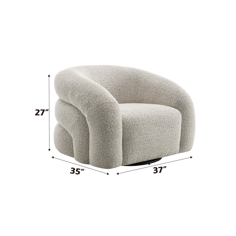 Fauteuil bouclé gris Irma avec pivot