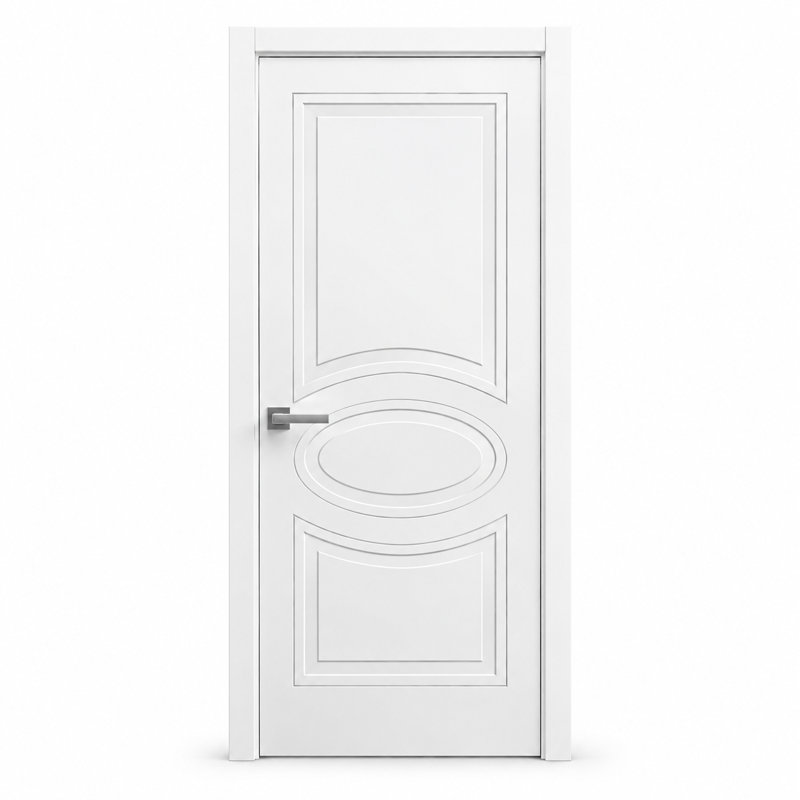 Porte-fenêtre Mela 7001 Blanc mat, panneau simple, cadre standard, poignée, style moderne, pour salle de bain ou chambre - 107 cm x 244 cm
