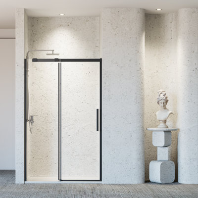 Space Saving Shower & Tub Doors, 8mm Glass Matte Black For Home Bath