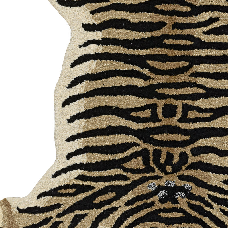 Tapis décoratif doré et noir Harjo, Novateur 3 pi x 5 pi
