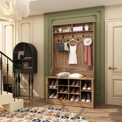 Keasal Hall Tree 39.4'' Wide with Bench and Shoe Storage