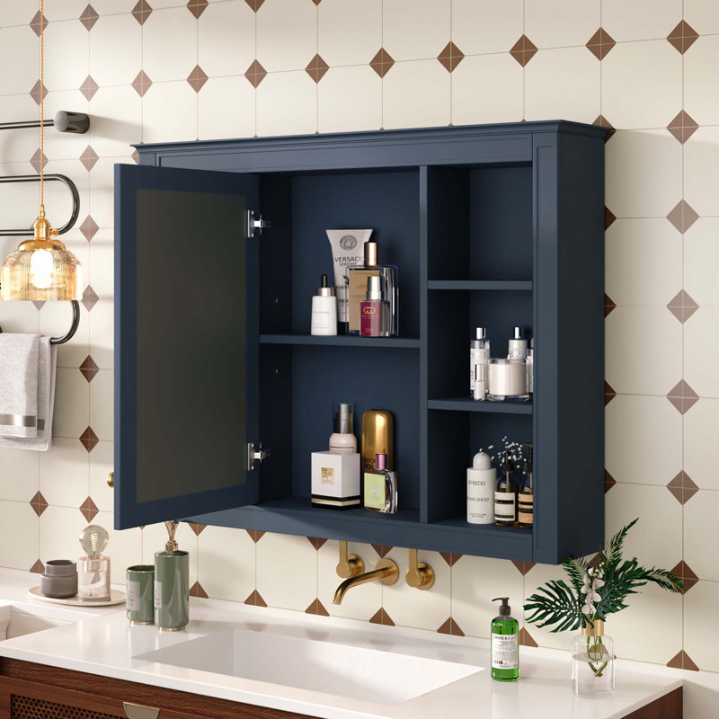 Armoire de rangement murale pour salle de bain, Pharmacie, Bleu