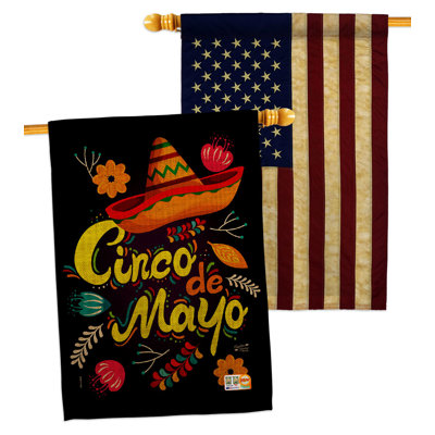 Double Sided 40 in. H x 28 in. W Polyester Cinco de Mayo House Flag