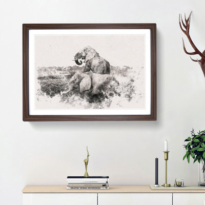 Two Elephants 1 Piece Single Picture Frame Wall Art on MDF