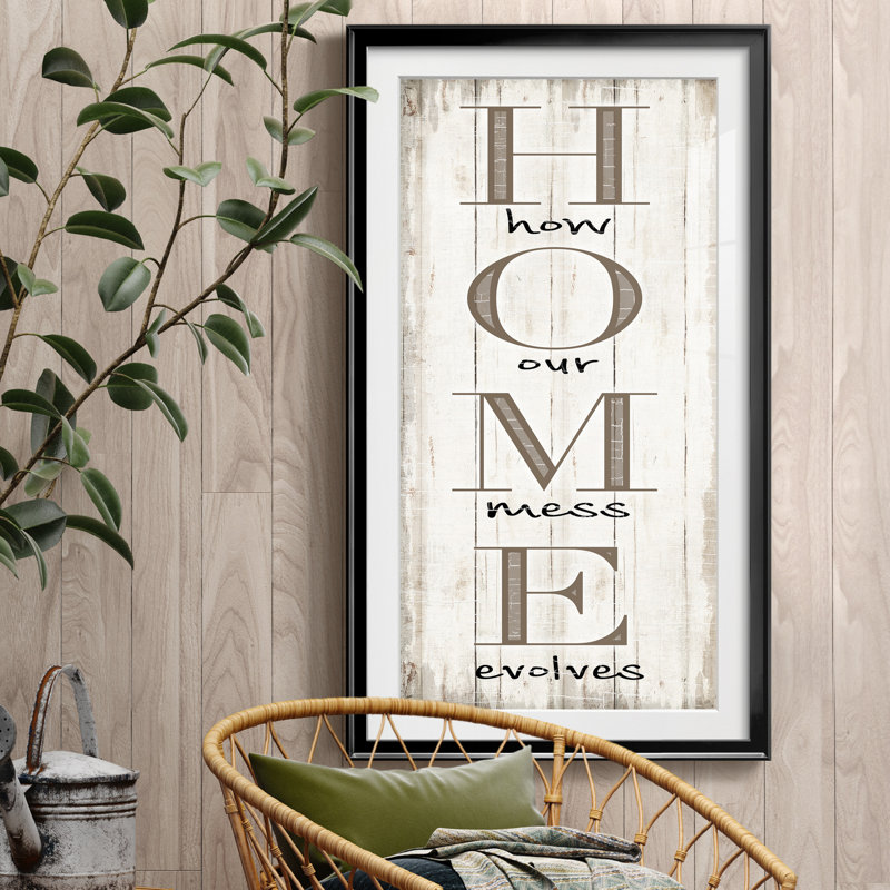 Home - Reproduction d'art textuel avec cadre photo, Papier avec cadre noir, H 10,5 po x l 18,5 po x P 1,5 po