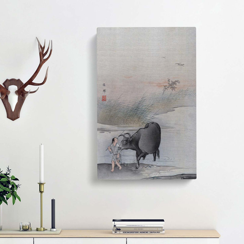 Cow At The Rivers Edge by Hashimoto Gaho - Wrapped Canvas, 50cm H x 35cm W x 3cm D