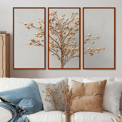 «Delicate Gold Baby Breath Flower - Plants», ensemble d'art mural