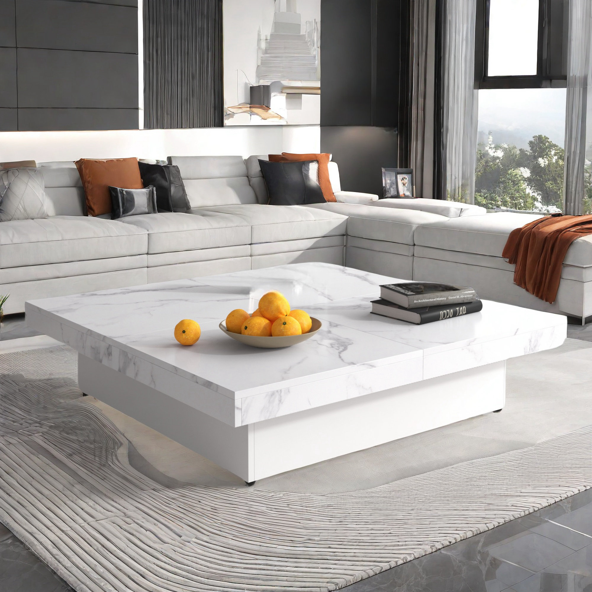 Latitude Run® Yamber Square Marble Veneer Coffee Table | Wayfair