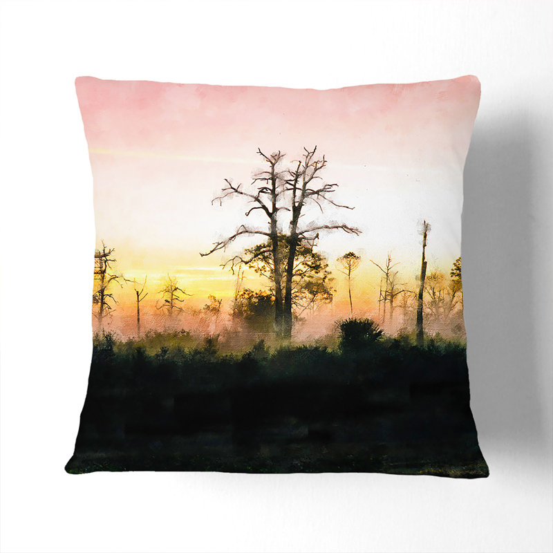 Fog over Woodland Cushion with Filling, 40cm H x 40cm W x 15cm D