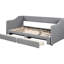 Lit de jour simple TG à très grand lit avec deux tiroirs rembourrés, gris - Lit élégant et pratique pour les espaces de bureau, tiroirs de rangement, maisons modernes et confortables