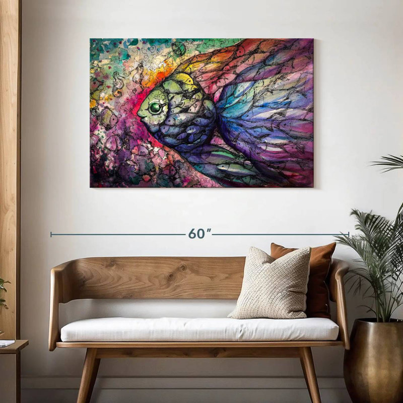 Brampt Abstract Rainbow Fish, 30" H x 45" W