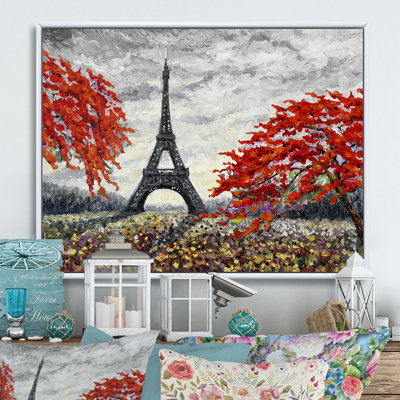 «Paris Eiffel Tower In Beau Fitul Summer V», reproduction sur toile flottante