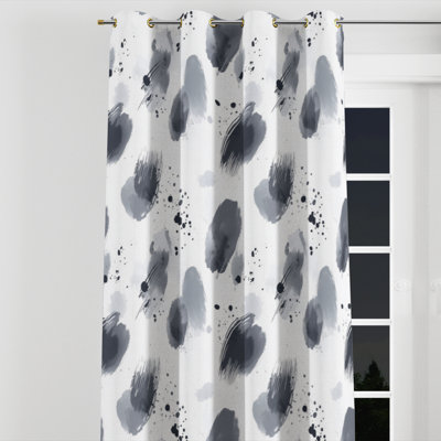 Abstract Curtains for bedroom - Grey Soft Charcoal Grommet Curtain - 1 Panel