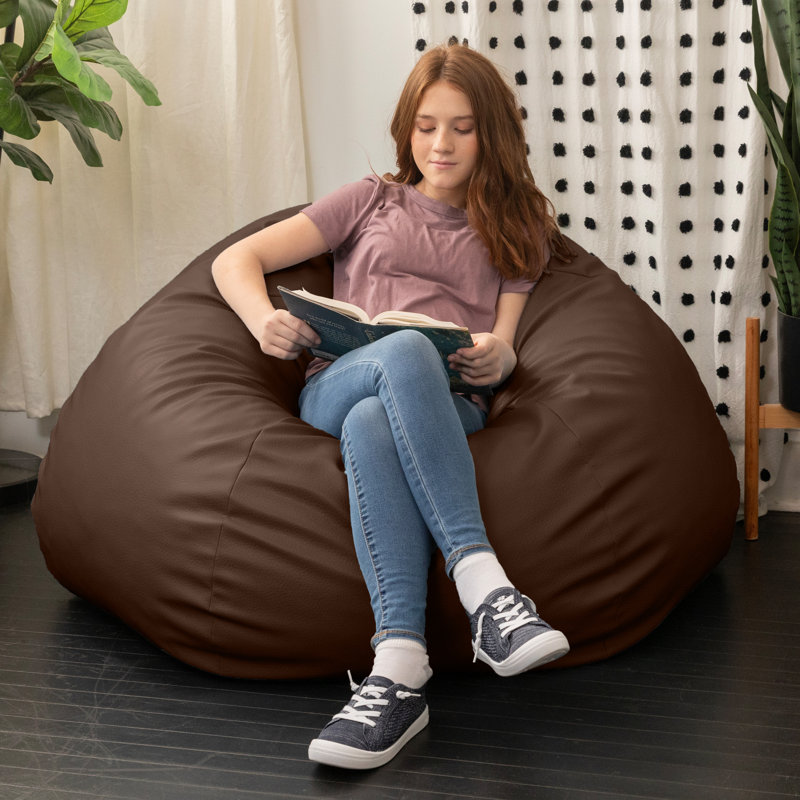 Fauteuil à billes de style Ataz Pazi, Similicuir brun chocolat