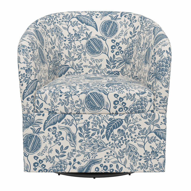 Pembroke Swivel Chair, Rpc Pomegranate Blue Linen