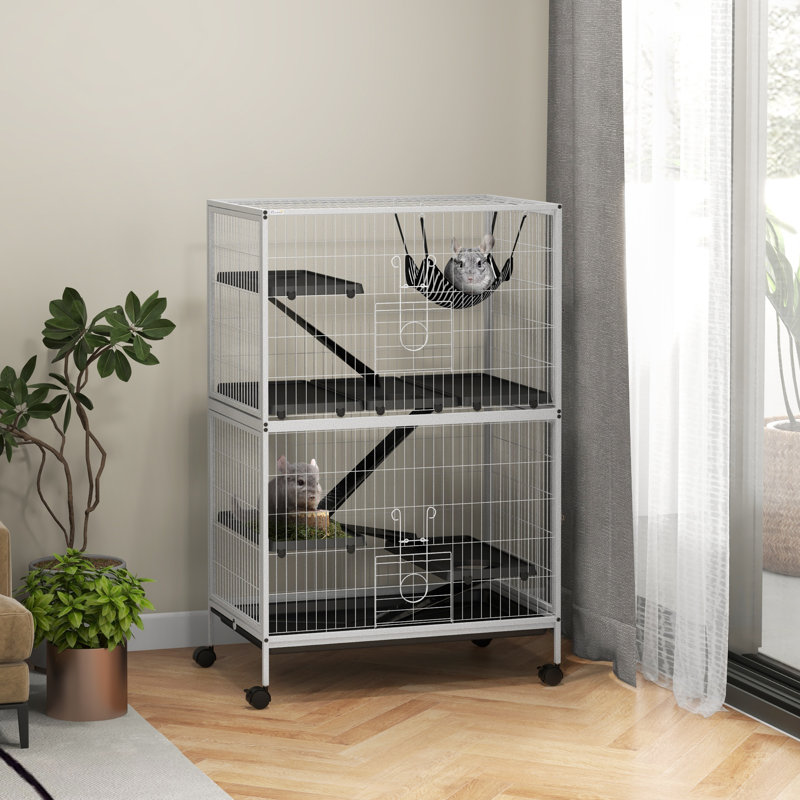 Cage à petits animaux avec rampe Susanna, White, 50.5" H x 31.5" W x 21" D