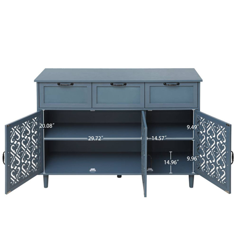 Armoire 3 tiroirs 3 portes (bleu)