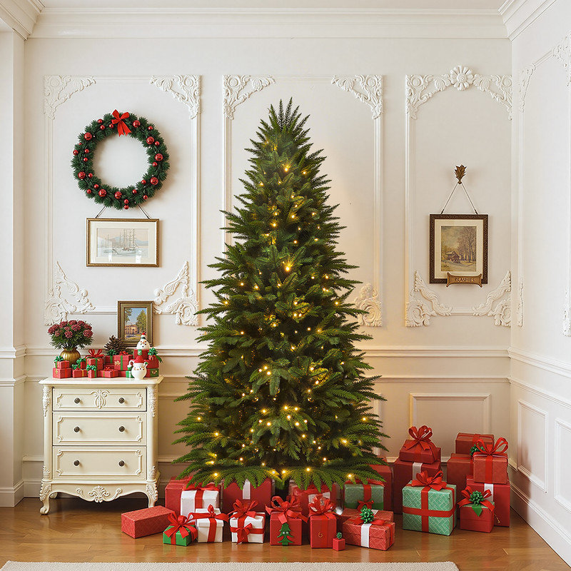 Arbre de Noël artificiel éclairé 6 pi avec base pliable, 6'