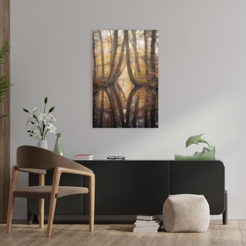 Art contemporain de forêt d'automne abstraite, H 36 po x l 24 po