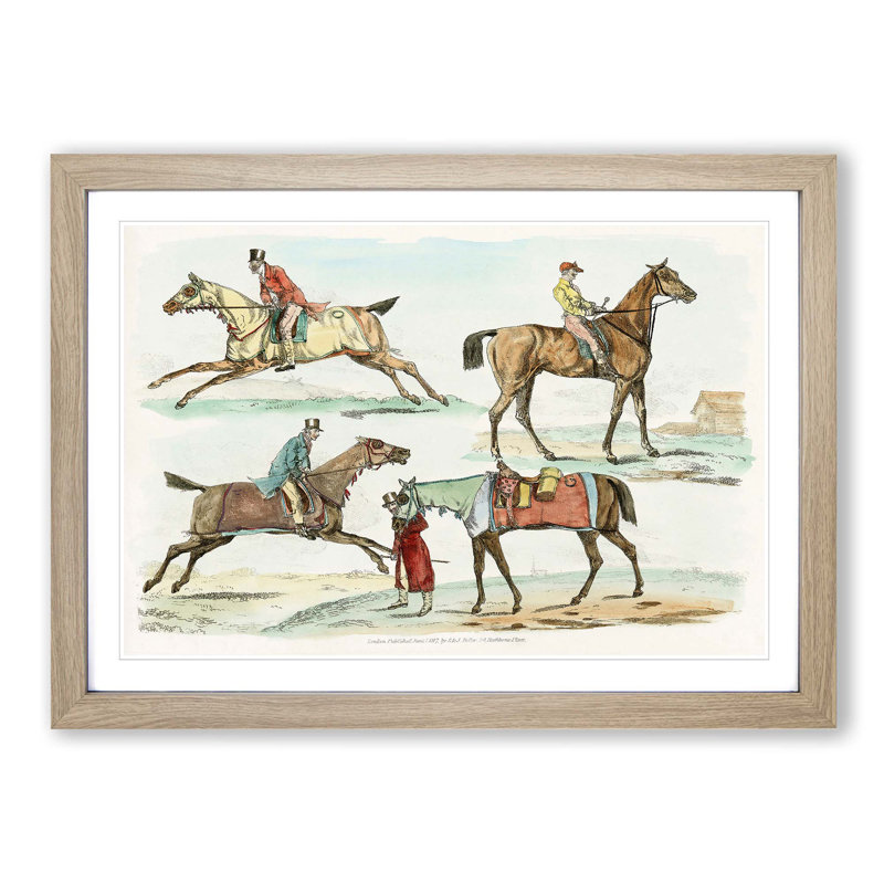 Horse Riding by Henry Alken - Picture Frame Painting Print, Oak Framed, 48cm H x 65cm W x 2cm D
