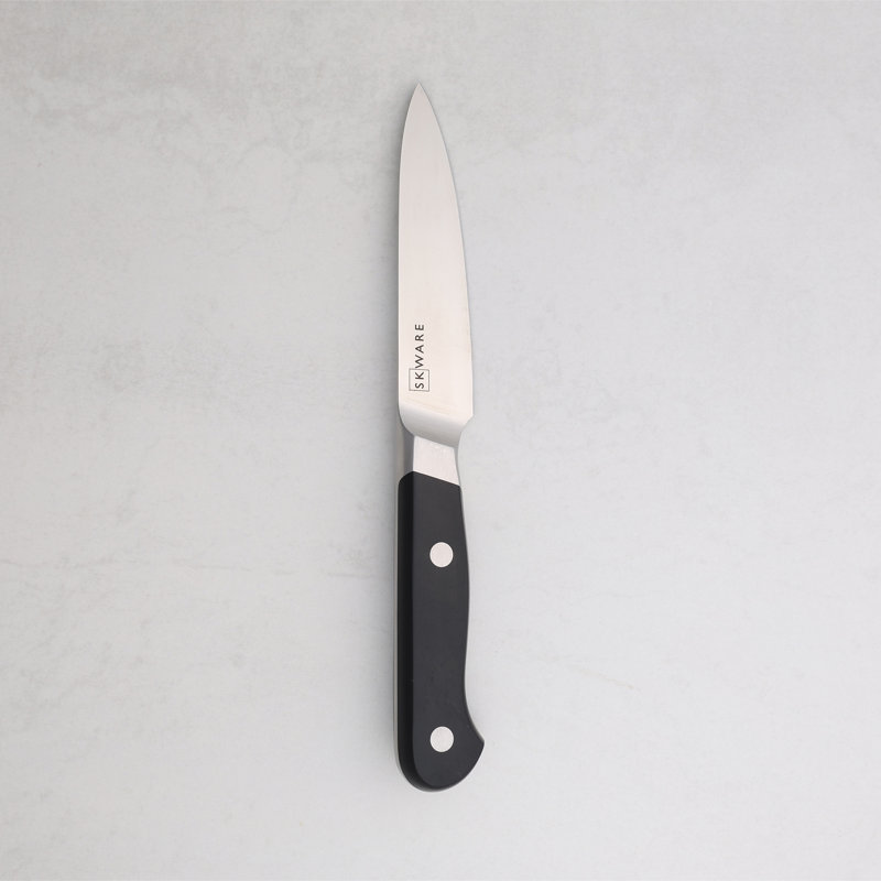 SKWARE Modern Large 4" Paring Knife, German Steel, Black Handle