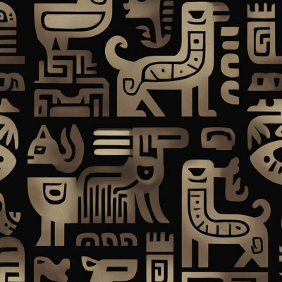 Papier peint stylisé à motif géométrique tribal