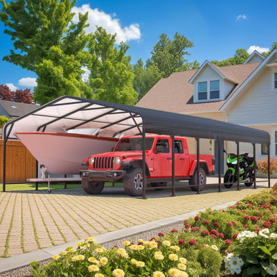  VIWAT Heavy-Duty Galvanized Steel Carport, All-Weather Outdoor Canopy Shelter