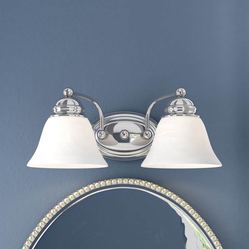 Éclairage pour salle de bain 2 lumières à intensité variable Charmaine, 100 watts, Albâtre, Chrome poli