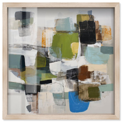 «Mosaic of Shapes I Shadowbox Print», art mural moderne par Art Remedy, cadre blond, 31 x 31