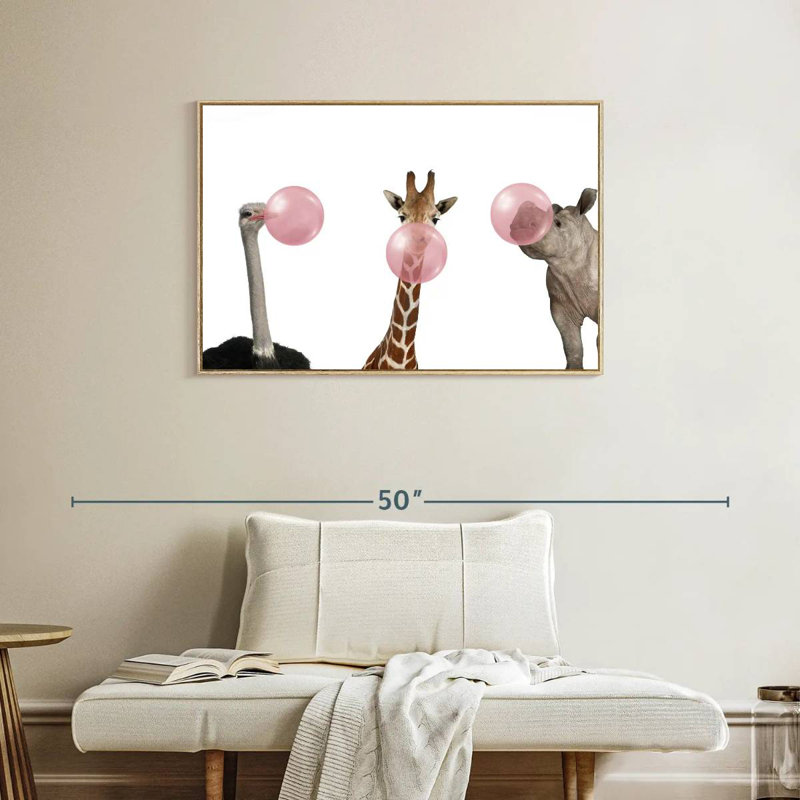 Drôles d'animaux, Cadre flottant en bois naturel, 37 po x 25 po