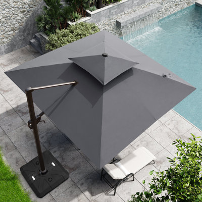 120"×120" Double-top Square Patio Cantilever Umbrella With Base