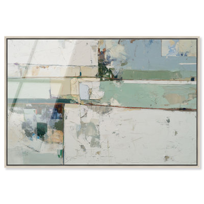 Green Patch II Framed Acrylic Print Sage Wall Decor by Art Remedy, Silver Frame, 15 x 10