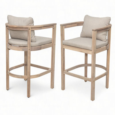 Abaco Outdoor Barstool, with Cushion, Set of 2