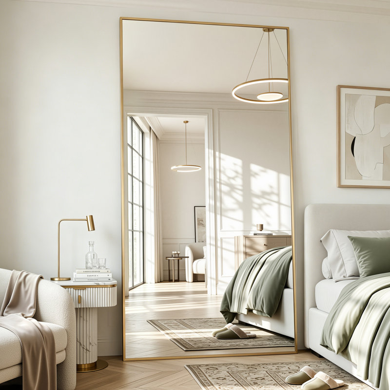 Rectangular Home Full-Length Mirror, Gold, 90" x 46"