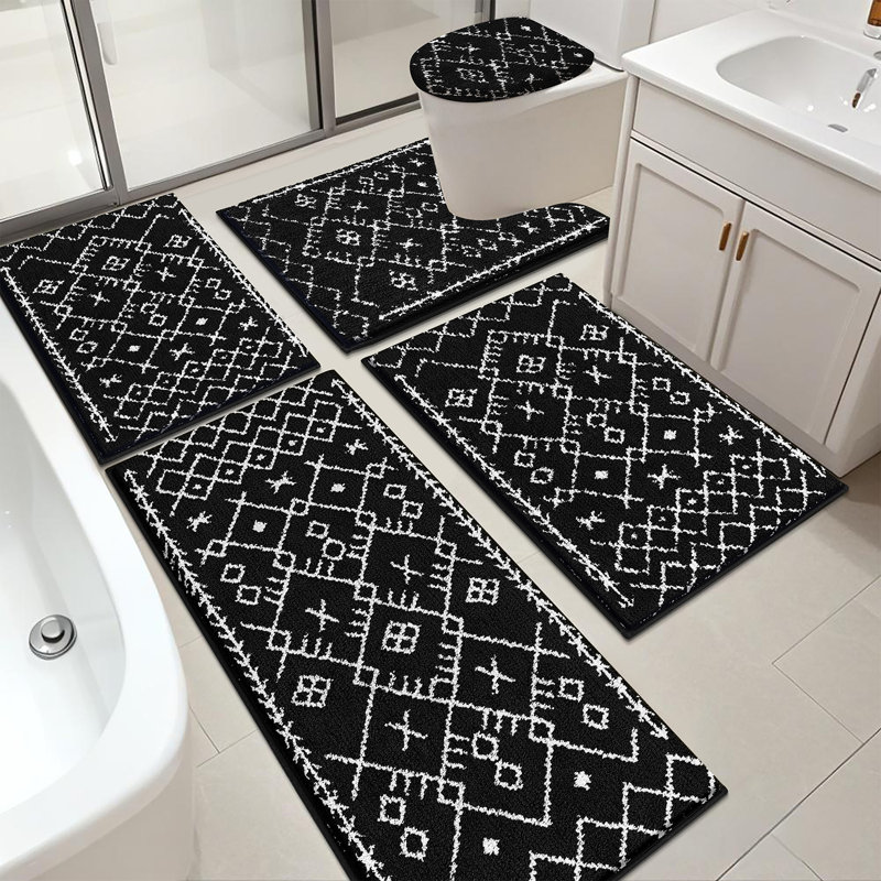 Tapis de bain absorbant (ensemble de 5), Noir