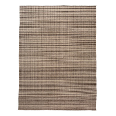 Brown Flatweave Wool Silk Blend Rug - 9' x 12'