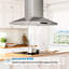 Hotte pour îlot de cuisine VIKIO 500 CFM avec 4 lumières DEL, contrôle des mouvements et filtres à charbon-119304350-129439755