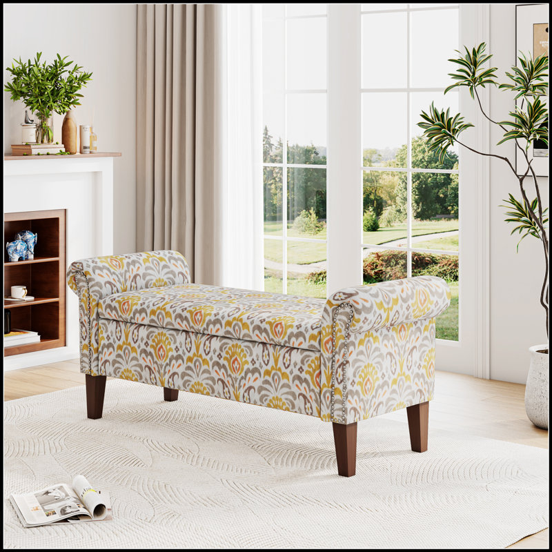 Repose-pieds avec rangement Conrad, Yellow Floral