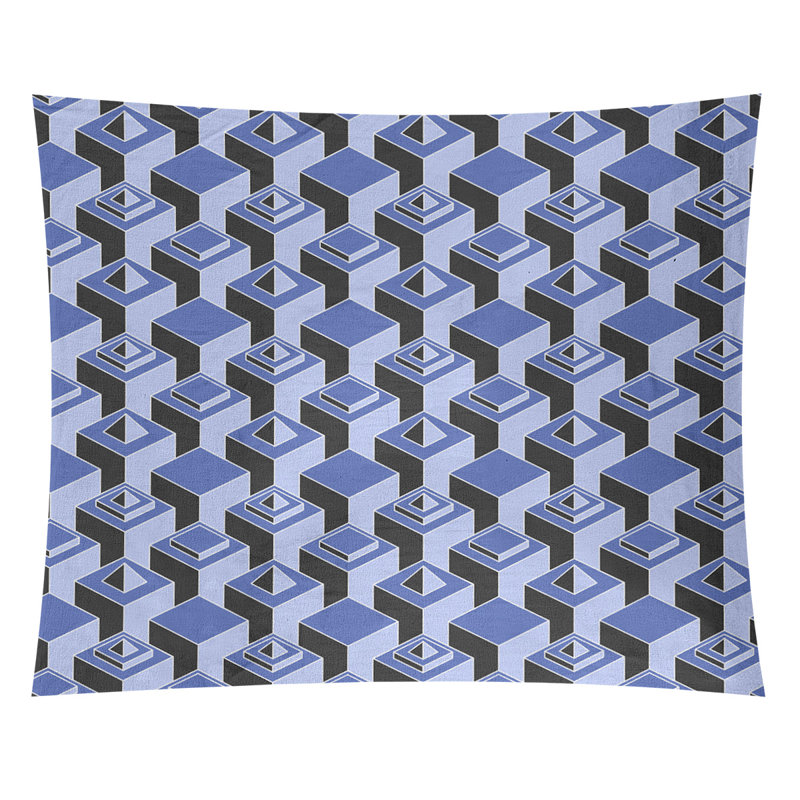 Tapisserie, H 27,5 po x l 37,5 po, Bleu/noir