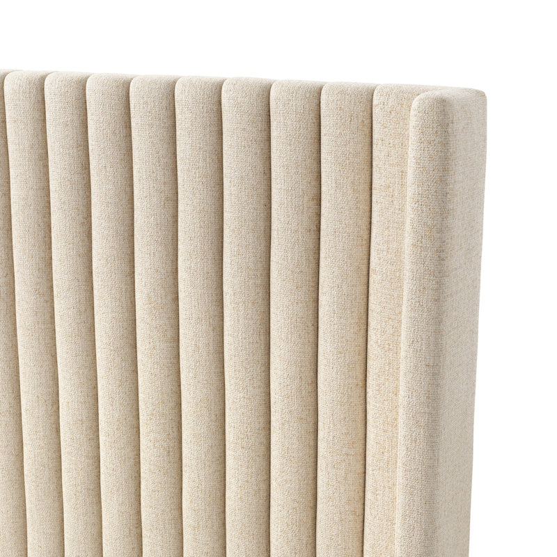 Montgomery Upholstered Wingback Bed, Thames Cream, Queen